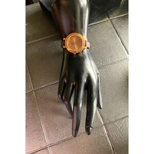 Nine West Rose Gold Tone NW1319 Genuine Leather strap watch, AS IS condition